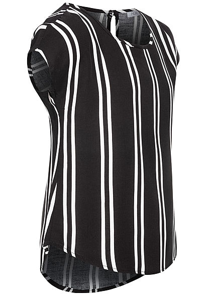 Hailys Kids Mädchen Blusen Shirt Vokuhila Streifen Muster schwarz weiss