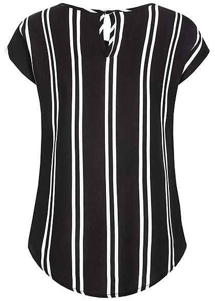 Hailys Kids Mädchen Blusen Shirt Vokuhila Streifen Muster schwarz weiss