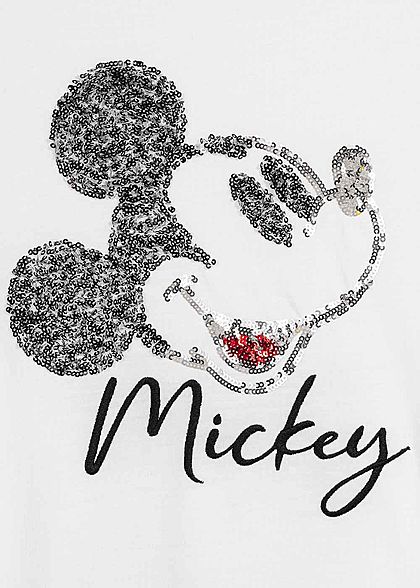 Hailys Kids Mädchen T-Shirt Mickey Mouse Print Pailletten weiss