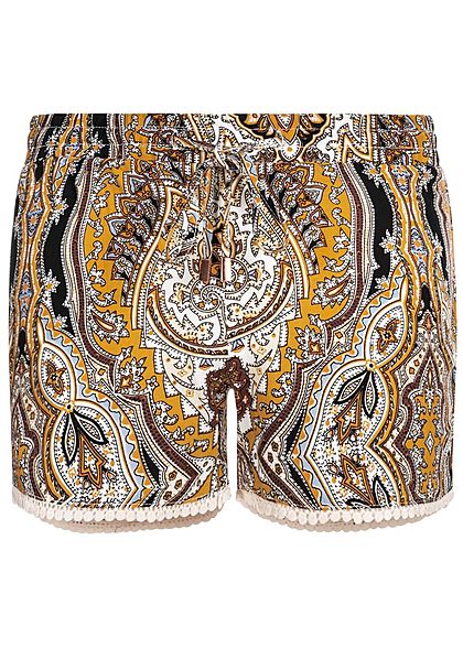 Hailys Kids Mädchen Viskose Sommer Shorts Tunnelzug Paisley Print beige gelb