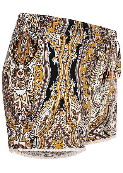Hailys Kids Mädchen Viskose Sommer Shorts Tunnelzug Paisley Print beige gelb