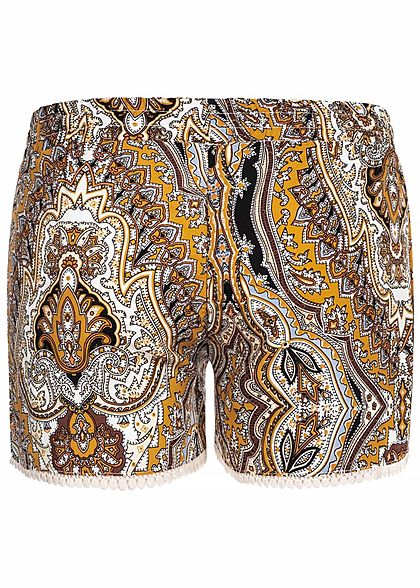 Hailys Kids Mädchen Viskose Sommer Shorts Tunnelzug Paisley Print beige gelb