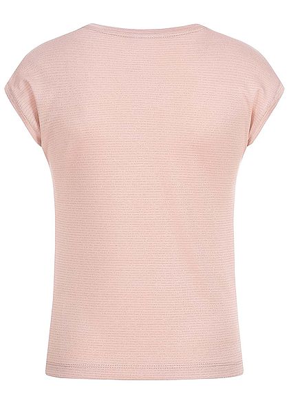 Hailys Kids Mädchen V-Neck Lurex T-Shirt Streifen Muster rosa silber