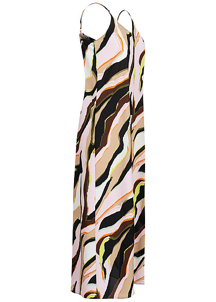 ONLY Damen V-Neck Maxi Kleid Abstrakter Print Schleife hinten cloud d. multicolor