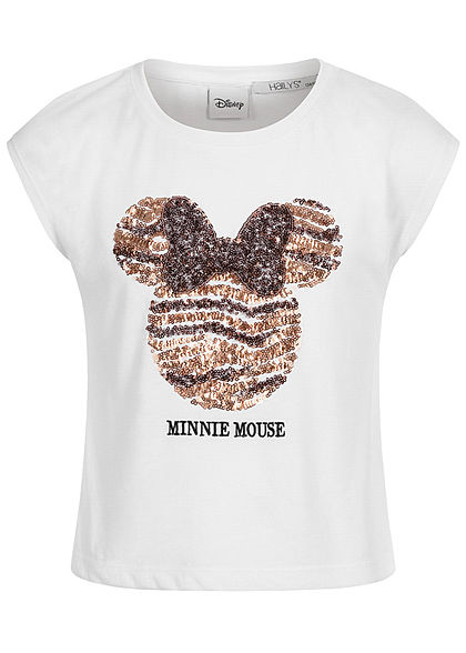 Hailys Kids Mädchen T-Shirt Minnie Mouse Pailletten weiss kupfer