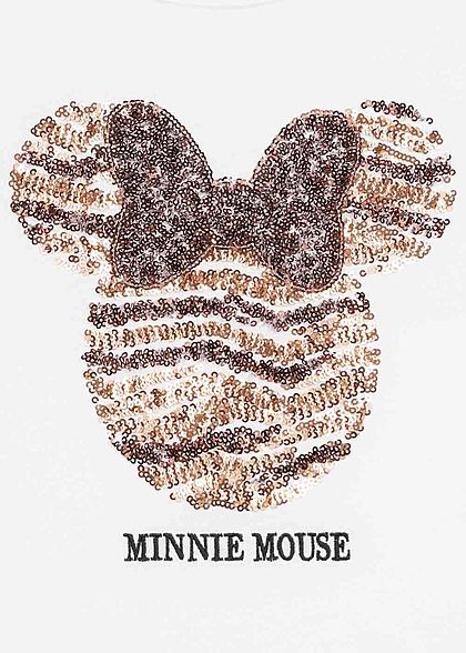 Hailys Kids Mädchen T-Shirt Minnie Mouse Pailletten weiss kupfer