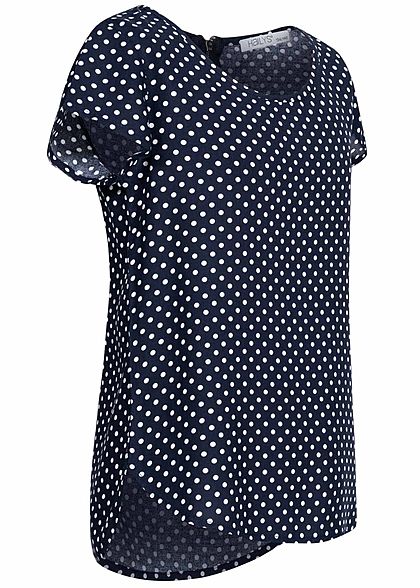 Hailys Kids Mädchen T-Shirt Punkte Muster Zipper hinten navy blau weiss