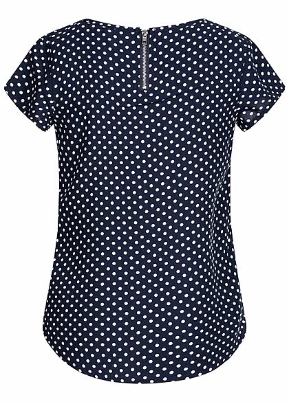 Hailys Kids Mädchen T-Shirt Punkte Muster Zipper hinten navy blau weiss