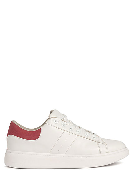 Jack and Jones Herren 2-Tone Kunstleder Sneaker weiss rot