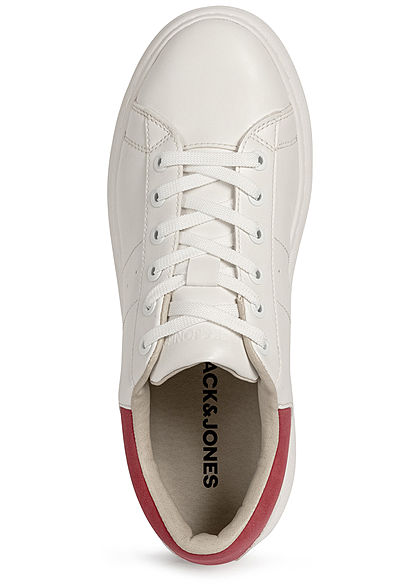 Jack and Jones Herren 2-Tone Kunstleder Sneaker weiss rot