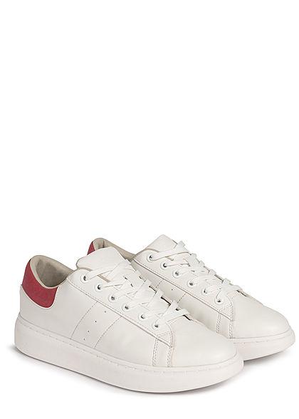 Jack and Jones Herren 2-Tone Kunstleder Sneaker weiss rot