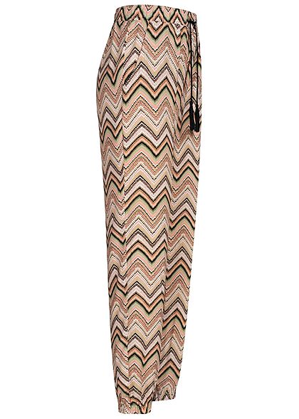 Hailys Damen Sommer Hose 2-Pockets Deko Tunnelzug Zick Zack Print rosa mc