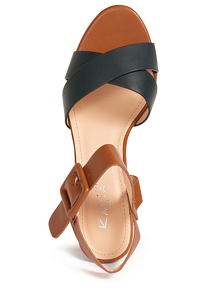 Seventyseven Lifestyle Damen Schuh Sandalette 2-Tone Kunstleder schwarz braun