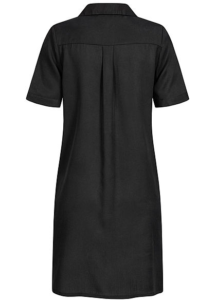 Vero Moda Damen NOOS Mini Kurzarm Blusen Kleid Tunica Seitenschlitze schwarz