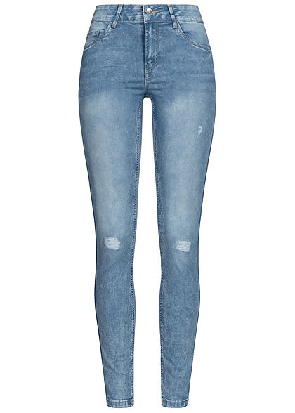 Vero Moda Damen NOOS Slim Fit Shape-Up Jeans 5-Pockets Destroy Look hell blau denim