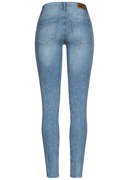 Vero Moda Damen NOOS Slim Fit Shape-Up Jeans 5-Pockets Destroy Look hell blau denim