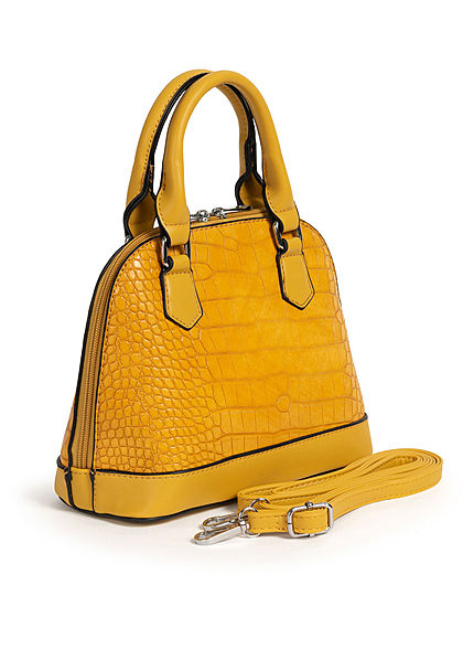 Styleboom Fashion Damen Mini Handtasche Schlangenhaut Optik ca. 24x19cm gelb - Art.-Nr.: 20063197