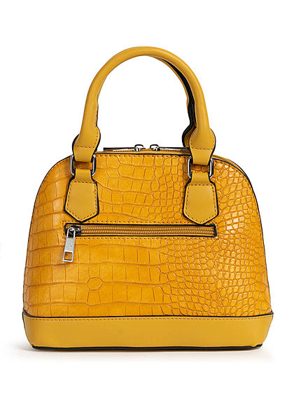 Styleboom Fashion Damen Mini Handtasche Schlangenhaut Optik ca. 24x19cm gelb