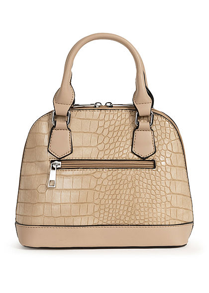 Styleboom Fashion Damen Mini Handtasche Schlangenhaut Optik ca. 24x19cm beige