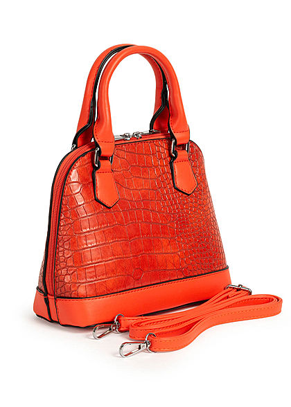 Styleboom Fashion Damen Mini Handtasche Schlangenhaut Optik ca. 24x19cm orange