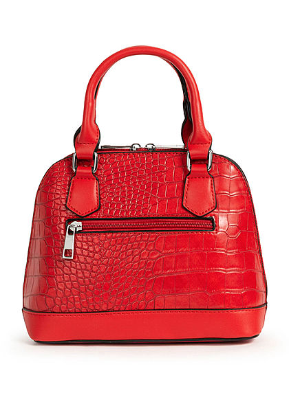 Styleboom Fashion Damen Mini Handtasche Schlangenhaut Optik ca. 24x19cm rot