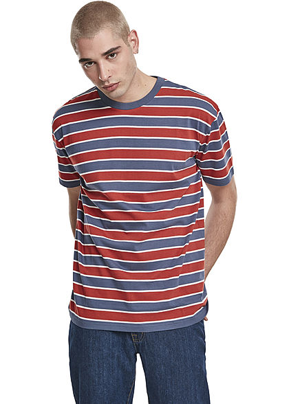 Urban Classics Herren T-Shirt Oversized mit Streifenmuster rot blau