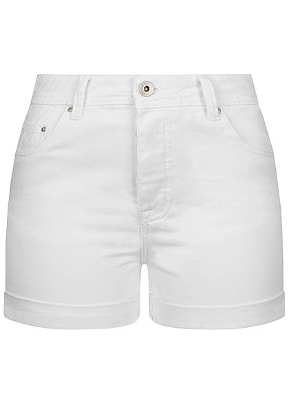 Hailys Damen High Waist Shorts 5-Pockets weiss denim