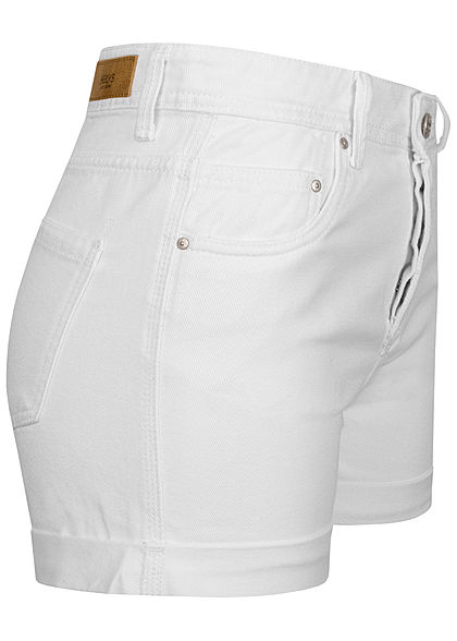 Hailys Damen High Waist Shorts 5-Pockets weiss denim