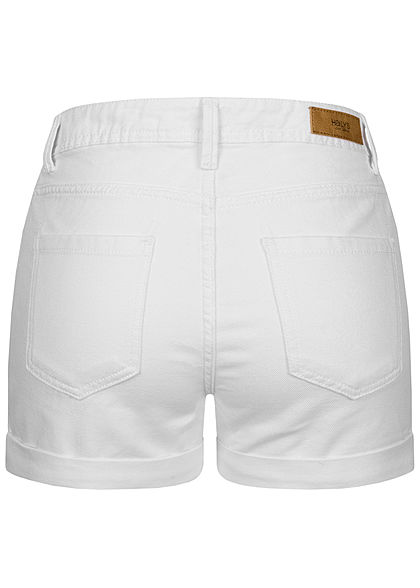 Hailys Damen High Waist Shorts 5-Pockets weiss denim