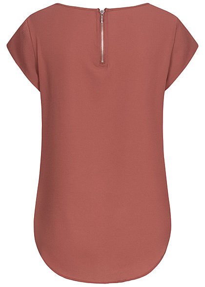 ONLY Damen NOOS Solid Blusen Shirt Struktur Muster Zipper hinten apple butter rot