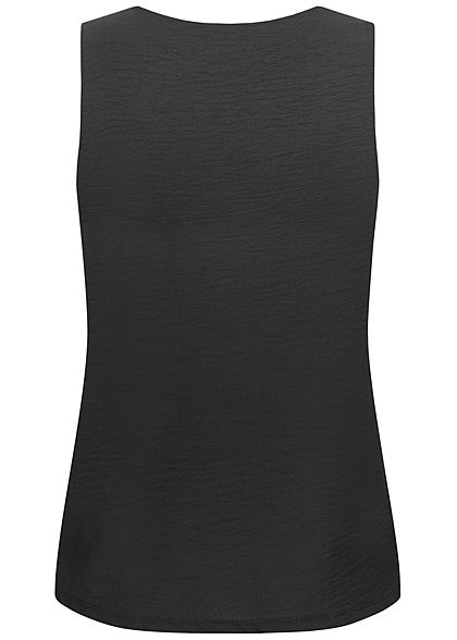 Fresh Lemons Damen V-Neck Top mit Knotenträgern schwarz