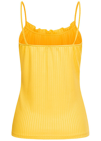 Fresh Lemons Damen Top mit Rschen oben Struktur Streifen gelb