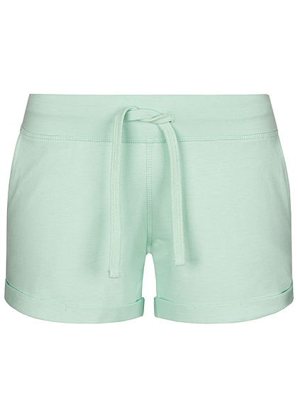 Seventyseven Lifestyle Damen Sweat Shorts Tunnelzug 2-Pockets mint grün