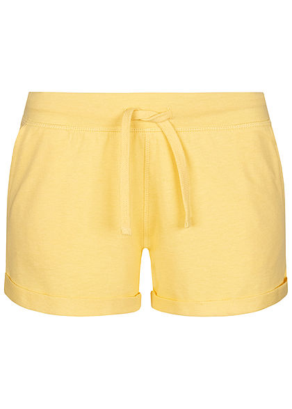 Seventyseven Lifestyle Damen Sweat Shorts Tunnelzug 2-Pockets gelb