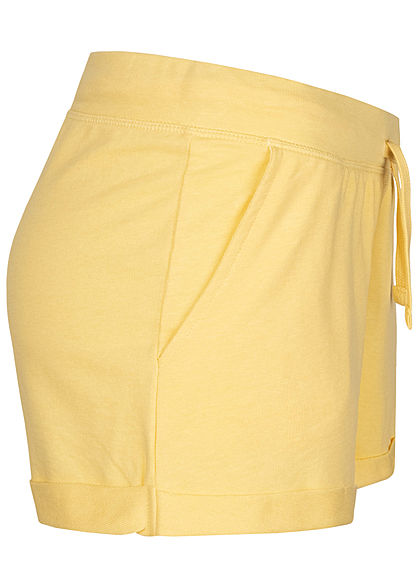 Seventyseven Lifestyle Damen Sweat Shorts Tunnelzug 2-Pockets gelb