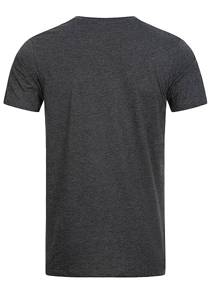 Seventyseven Lifestyle Herren Basic V-Neck T-Shirt anthrazit dunkel grau melange