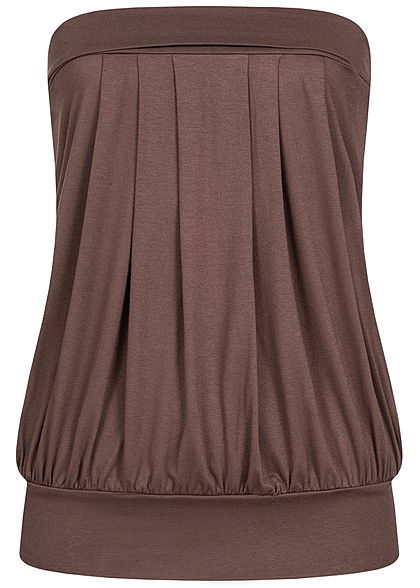 Seventyseven Lifestyle Damen Basic Viskose Bandeau Top breiter Bund braun