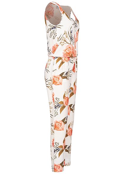Seventyseven Lifestyle Dames Jumpsuit Rozes Print wit roze