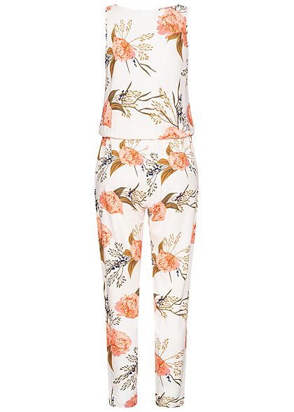 Seventyseven Lifestyle Dames Jumpsuit Rozes Print wit roze