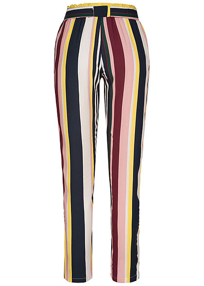 Hailys Damen Paperbag Sommer Hose 2-Pockets Streifen Muster inkl. Bindegrtel multicolor