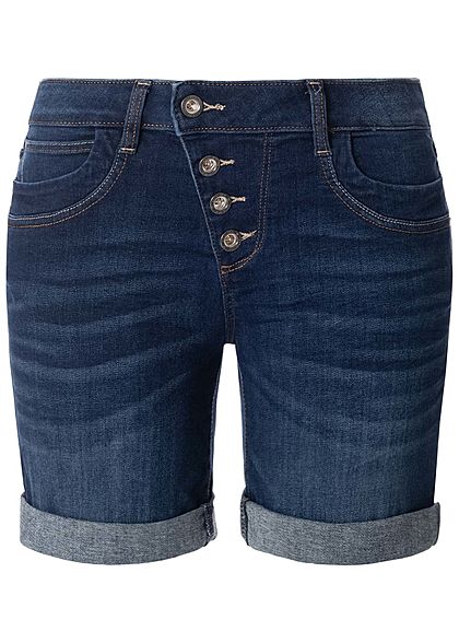 TOM TAILOR Damen Bermuda Jeans Shorts 5-Pockets dunkel blau denim