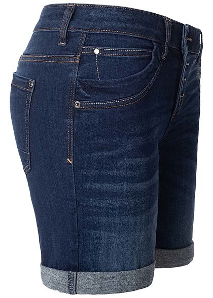 TOM TAILOR Damen Bermuda Jeans Shorts 5-Pockets dunkel blau denim
