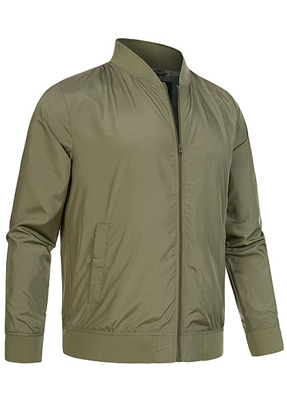 Jack and Jones Herren leichte Bomber Jacke 2-Pockets breiter Bund dusty oliv grün