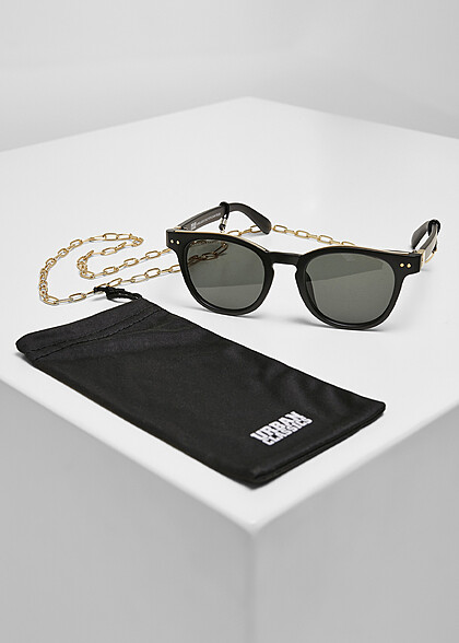 Urban Classics Sonnenbrille inklusive Tragekette UV 400 schwarz gold