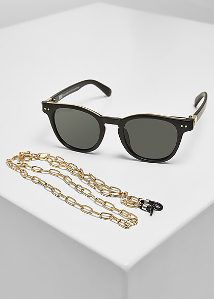 Urban Classics Sonnenbrille inklusive Tragekette UV 400 schwarz gold