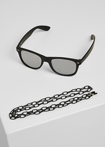 Urban Classics Sonnenbrille mit Kette schwarz silber