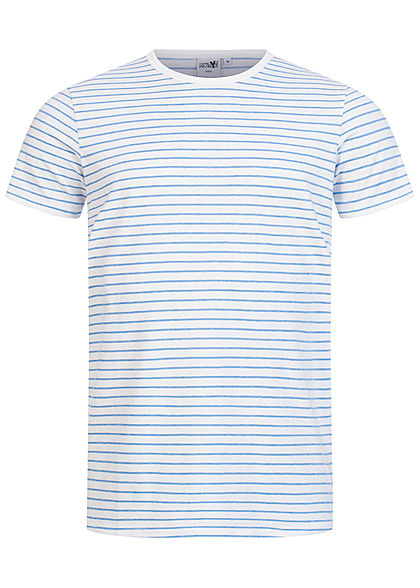 Hailys Herren T-Shirt Streifen Muster royal blau weiss