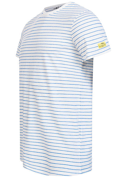 Hailys Herren T-Shirt Streifen Muster royal blau weiss