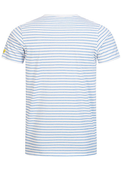 Hailys Herren T-Shirt Streifen Muster royal blau weiss