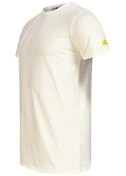 Hailys Herren T-Shirt Streifen Muster gelb weiss